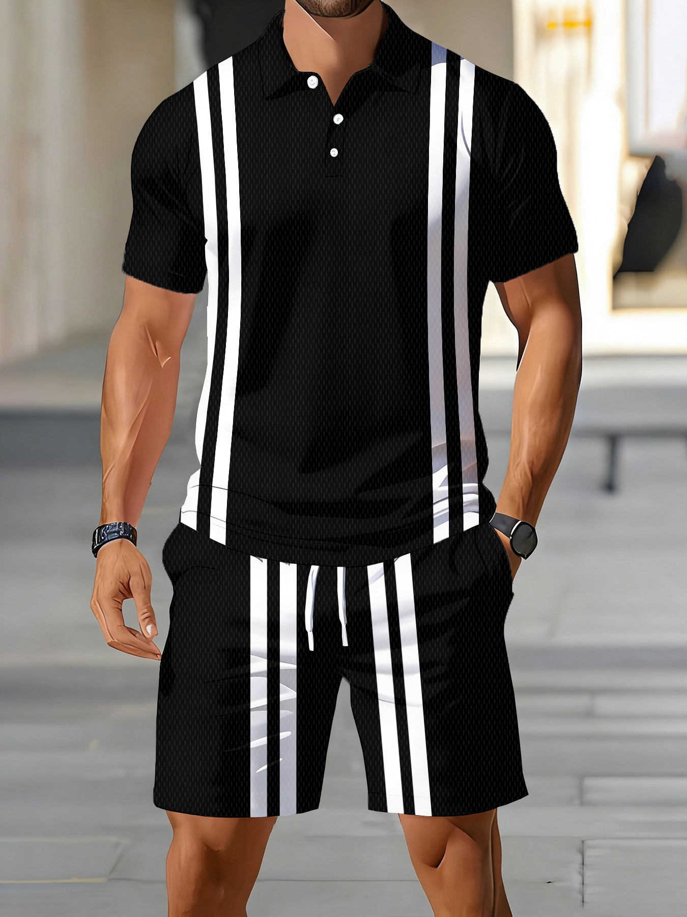 Street Fashion Summer 2026 - طقم قميص بولو رجالي أمريكي جديد