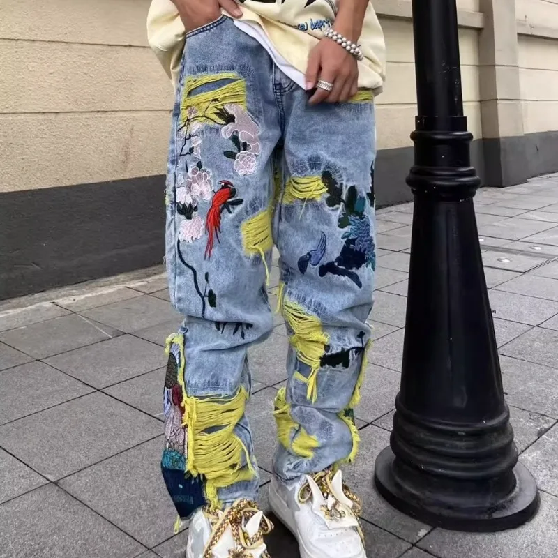 جينز هيب هوب أمريكي عتيق مطرز  - مراجعة Street Fashion In Japanese وسعره
