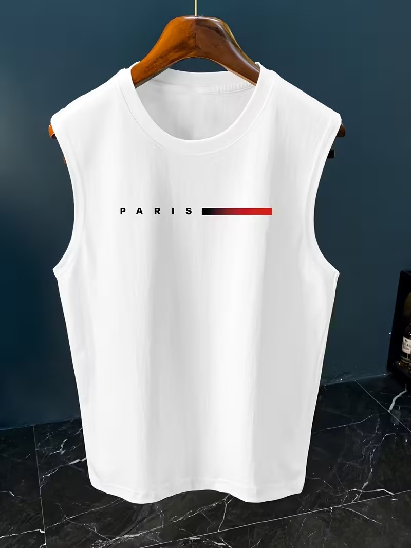 قميص رجالي بدون أكمام بتصميم ب - مراجعة Street Fashion In Paris وسعره