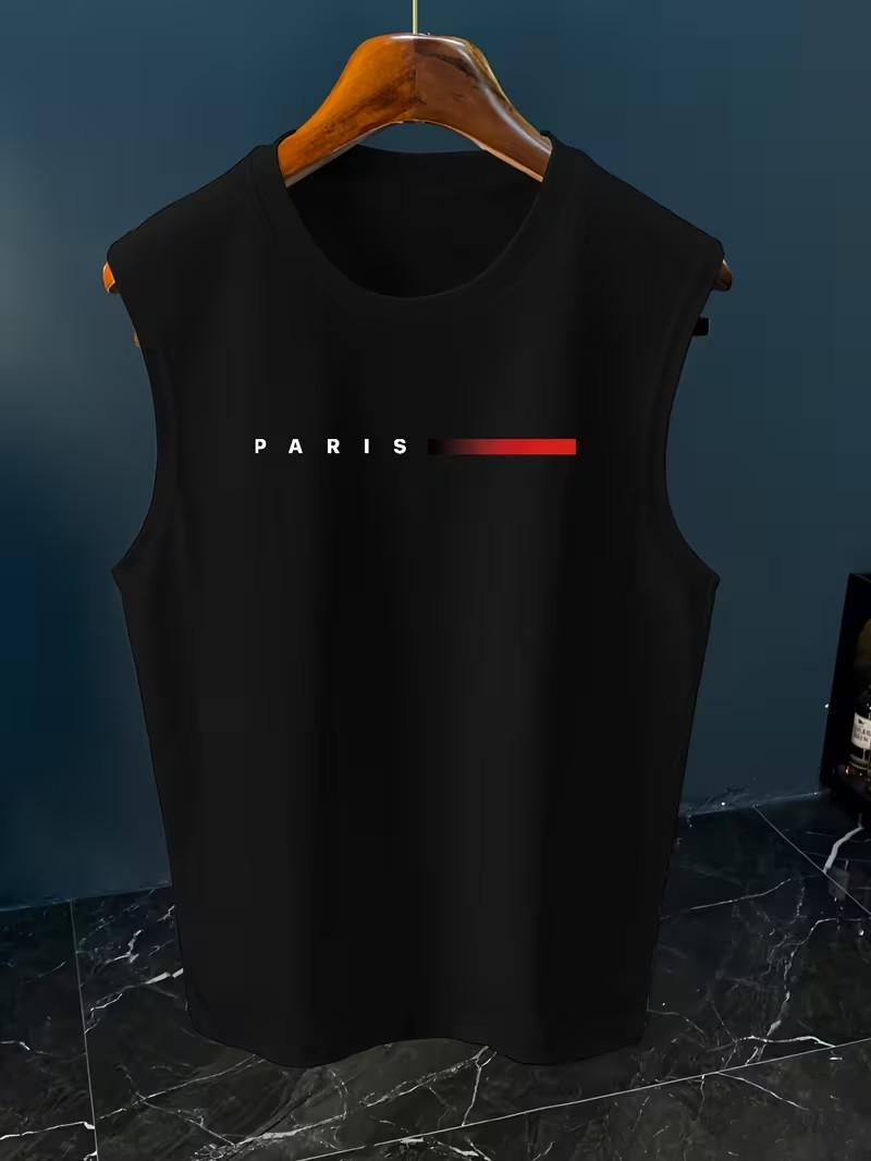قميص رجالي بدون أكمام بتصميم ب - مراجعة Street Fashion In Paris وسعره