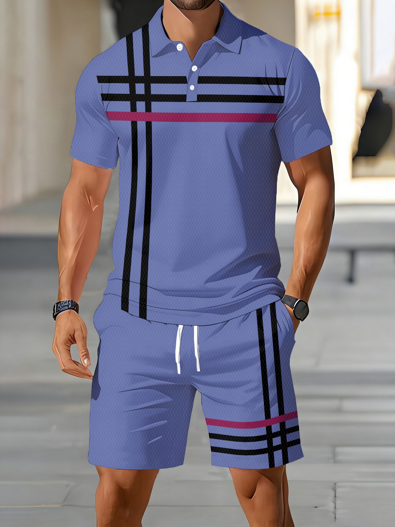 طقم قميص بولو رجالي أمريكي صيف - مراجعة Street Fashion Summer 2026 وسعره